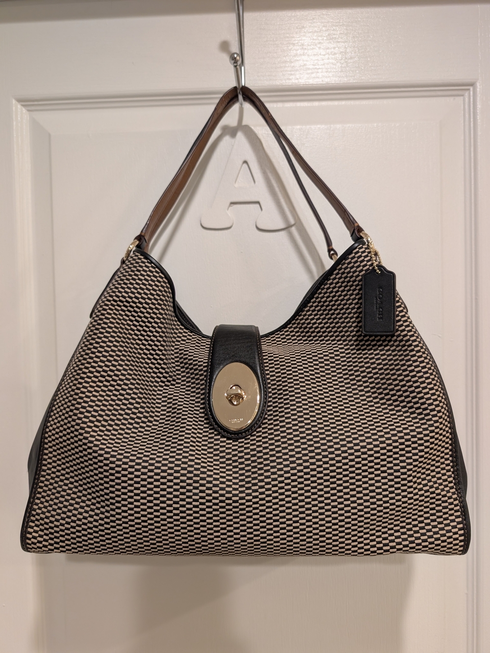 Coach Madison Carlyle Jacquard Shoulder Bag Black Cream 32363